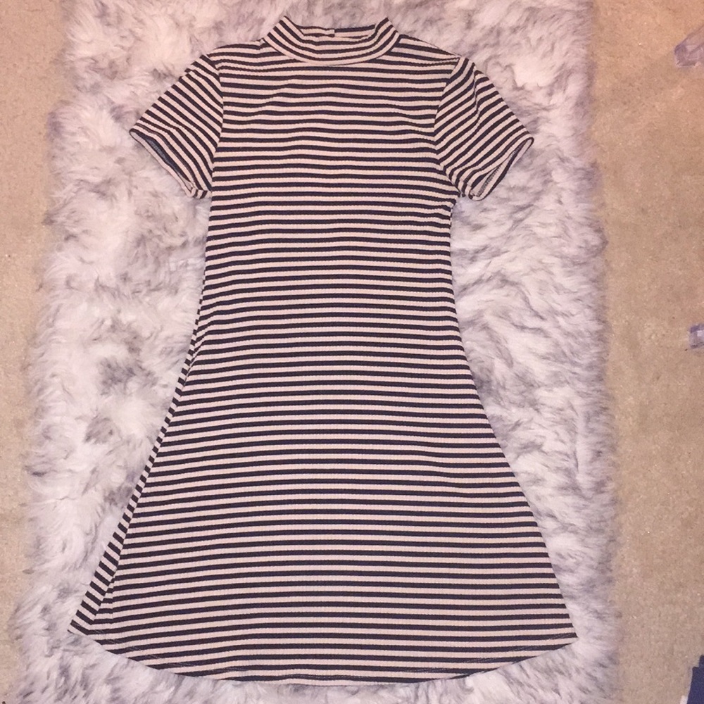 Tan & Black Striped Dress